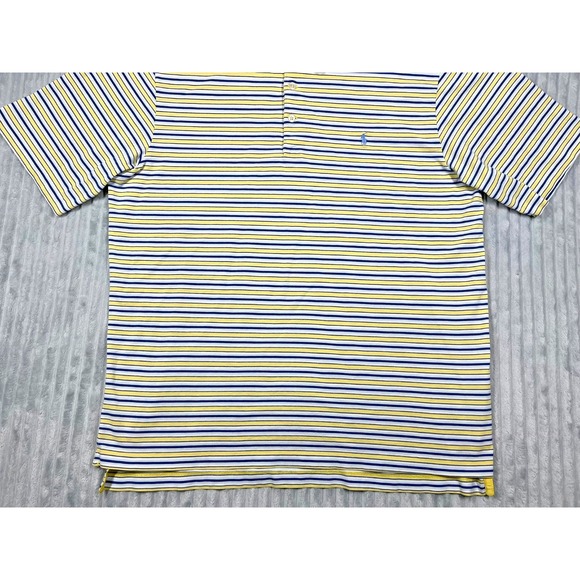 Polo Ralph Lauren Golf Fit Short Sleeve Shirt Men's L Striped Yellow Blue Preppy - Picture 6 of 15